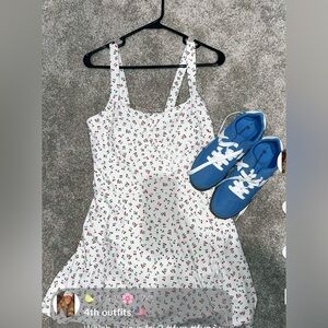 JoyLab White Mini Dress with Cherry Print